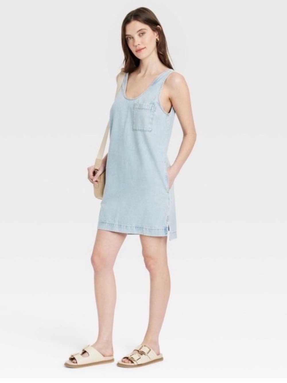 Universal Thread Light Blue Denim Tank Shift Dress